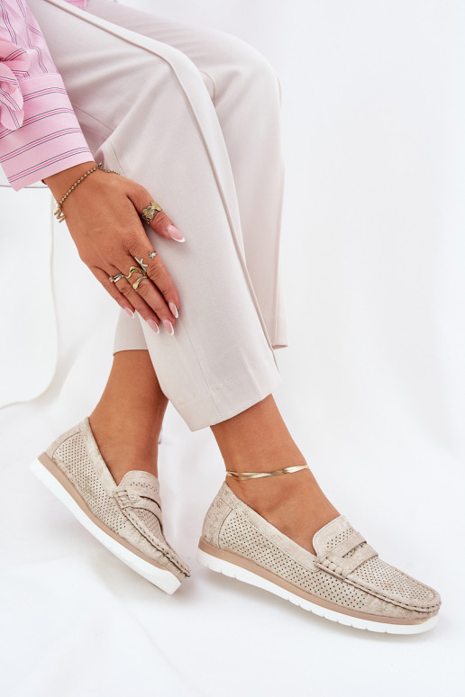 Naiste mokasiinid ökokoest kuldse värvi Bralithia