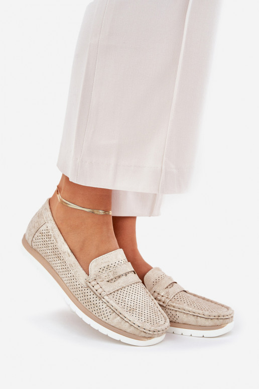 Naiste mokasiinid ökokoest kuldse värvi Bralithia