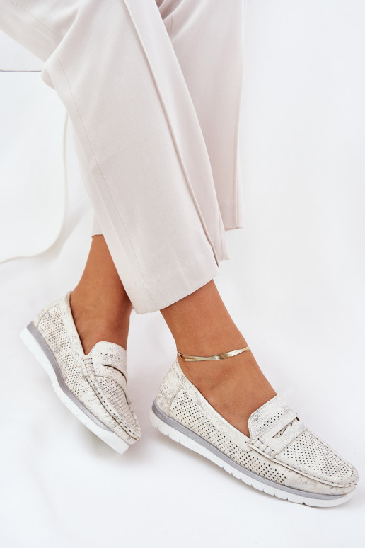 Bralithia hõbedased ökoloogilisest nahast mokasiinid