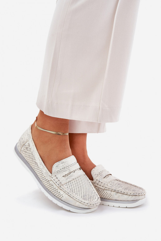 Bralithia hõbedased ökoloogilisest nahast mokasiinid