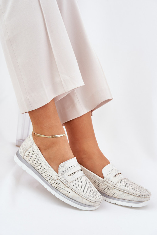 Bralithia hõbedased ökoloogilisest nahast mokasiinid