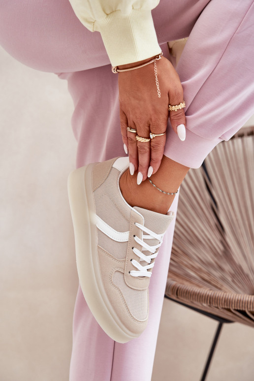 Sellel ondal Sneakers tüüpi jalanõud Pealiste omad platvormiga beeži värvi Telmira Sellel ondal Sneakers tüüpi jalanõud Pealiste omad platvormiga beeži värvi Telmira