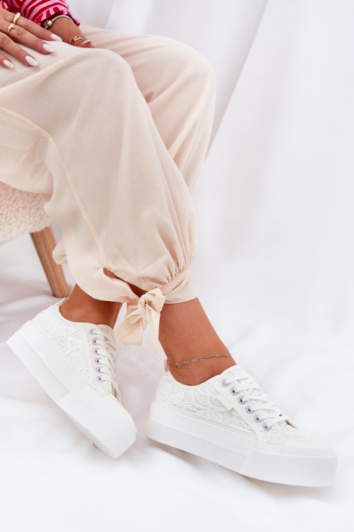 Pitsilised naiste saapad Big Star RR274747 valget värvi Pitsilised naiste saapad Big Star RR274747 valget värvi