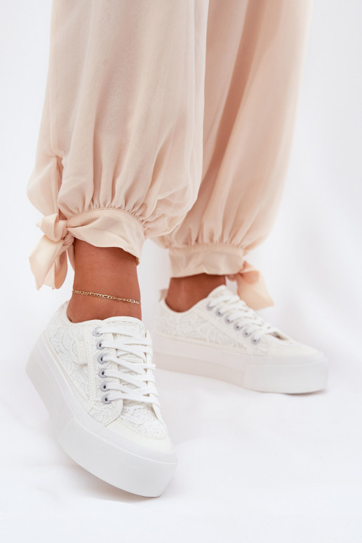 Pitsilised naiste saapad Big Star RR274747 valget värvi Pitsilised naiste saapad Big Star RR274747 valget värvi