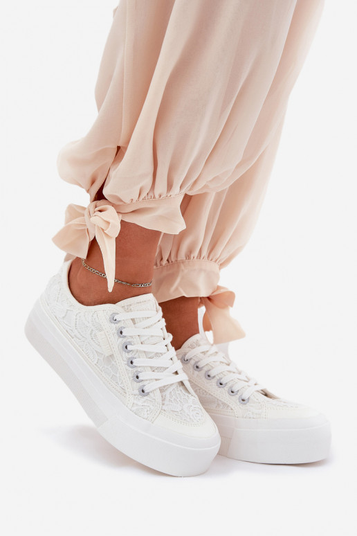 Pitsilised naiste saapad Big Star RR274747 valget värvi Pitsilised naiste saapad Big Star RR274747 valget värvi