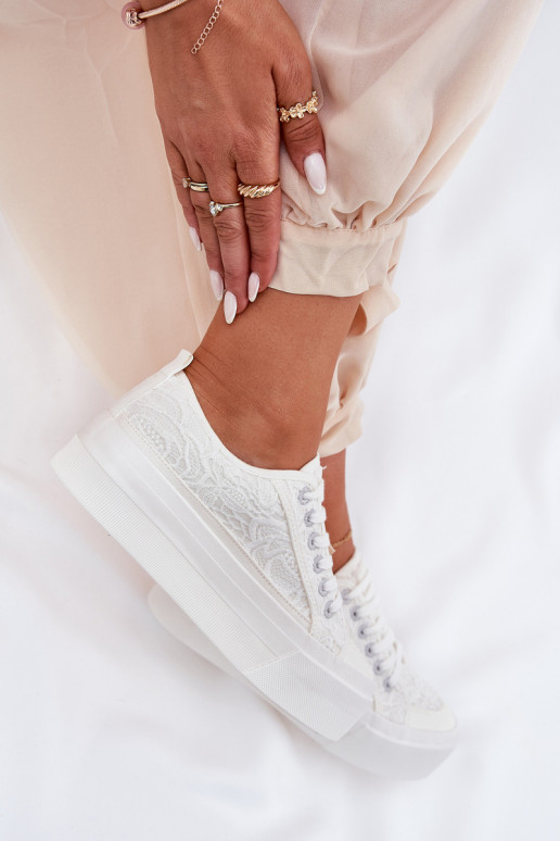 Pitsilised naiste saapad Big Star RR274747 valget värvi Pitsilised naiste saapad Big Star RR274747 valget värvi