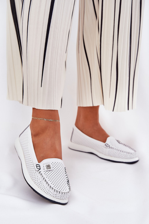 Pealhk naiste mokassiinid S.Barski LR51-673 valget värvi