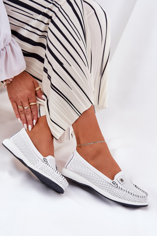 Pealhk naiste mokassiinid S.Barski LR51-673 valget värvi