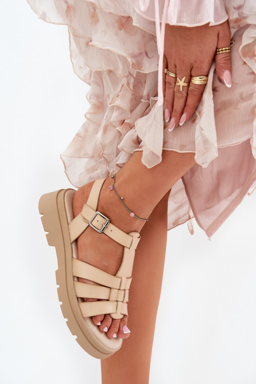 Eko Pealistesandaalid Pealiste omad platvormiga beeži värvi Nendales