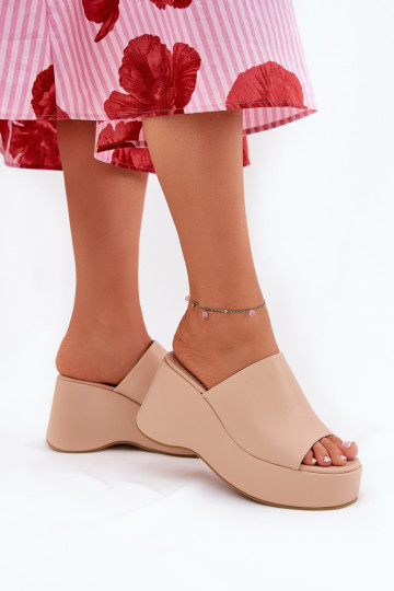 Eko Plätud naturaalsest nahast Pealiste omad platvormiga I Koturnie beeži värvi Kisoffi