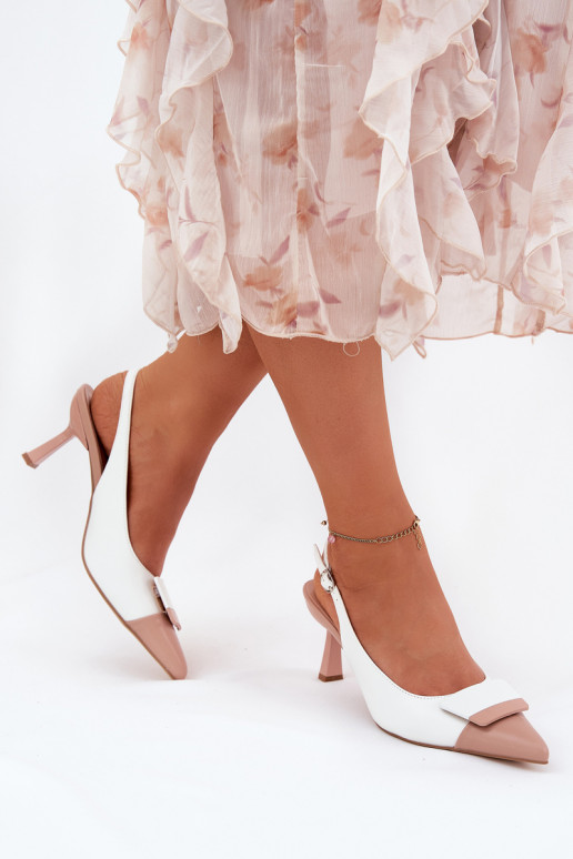 Elegantsed kõrge kontsaga kaunistustega Eko Pealhk valget värvi Ottoles