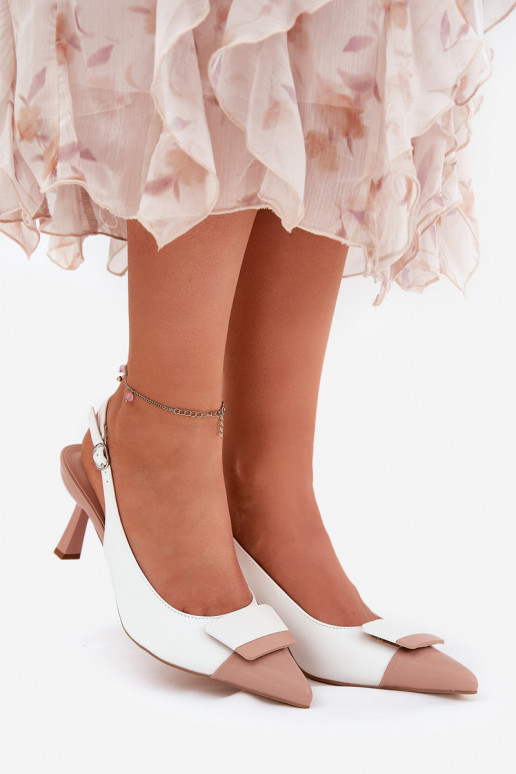 Elegantsed kõrge kontsaga kaunistustega Eko Pealhk valget värvi Ottoles