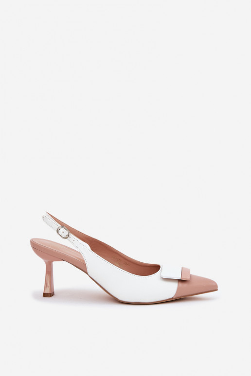 Elegantsed kõrge kontsaga kaunistustega Eko Pealhk valget värvi Ottoles