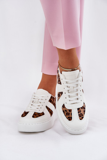 Sneakers tüüpi jalanõud Pealiste omad ja mustriga platvormiga valget värvi Pealtivira 2
