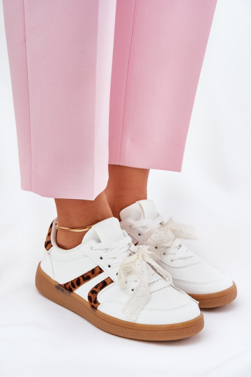 Sellel ondal Sneakers tüüpi jalanõud Pealiste omad pitsilised leopardimustriga valget värvi Zielle