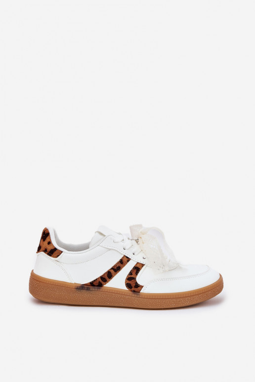 Sellel ondal Sneakers tüüpi jalanõud Pealiste omad pitsilised leopardimustriga valget värvi Zielle