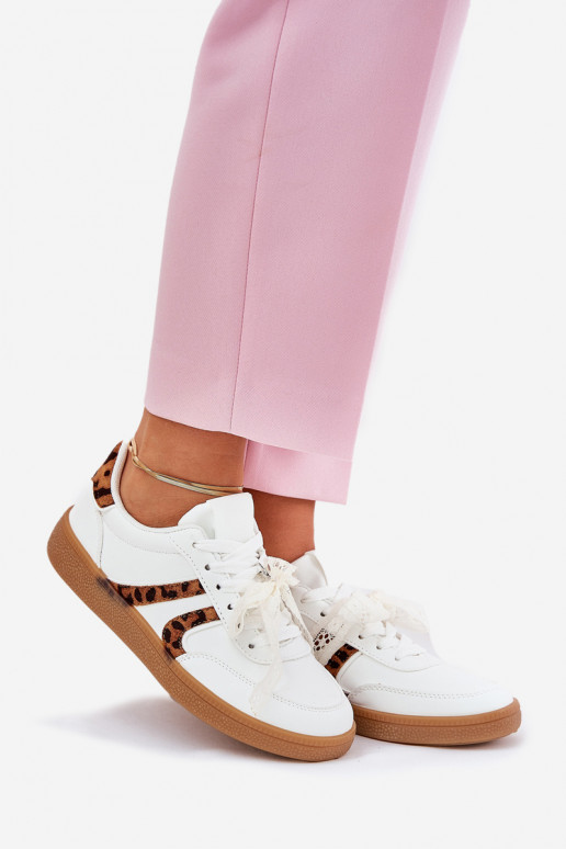 Sellel ondal Sneakers tüüpi jalanõud Pealiste omad pitsilised leopardimustriga valget värvi Zielle