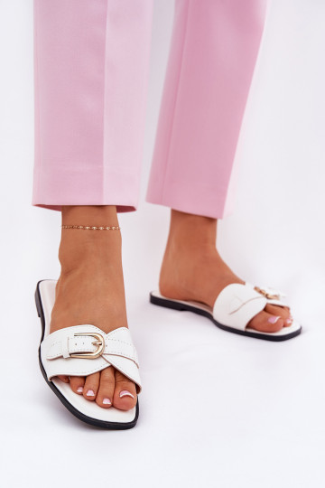 sileda tallaga naiste plätud Kuldse pandlaga valget värvi Esiobb