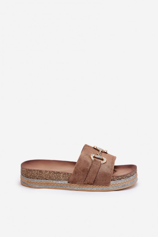 naiste plätud platvormiga Kuldse kaunistusega Ja sära Khakivärvi Morisela