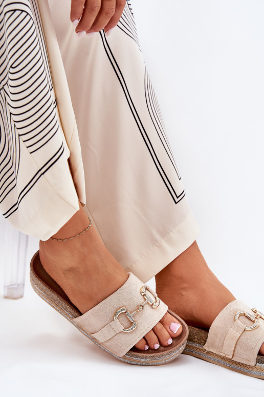 naiste plätud platvormiga Kuldse kaunistusega Ja sära beeži värvi Morisela