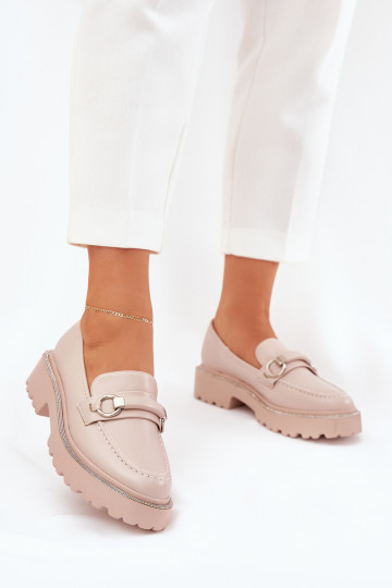 naiste mokassiinid Kaunistustega Cyrkoniami beeži värvi Patina