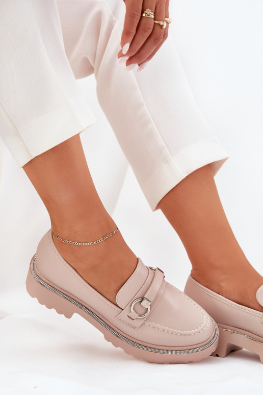 naiste mokassiinid Kaunistustega Cyrkoniami beeži värvi Patina