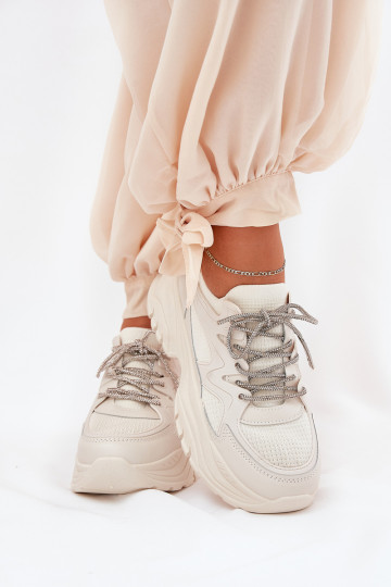 Sneakers tüüpi jalanõud Pealiste omad platvormiga Ozdobnym Paeladm beeži värvi Evalianne 2