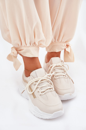 Sneakers tüüpi jalanõud spordijalatsid Pealiste omad Paksu talla peal beeži värvi Lerila