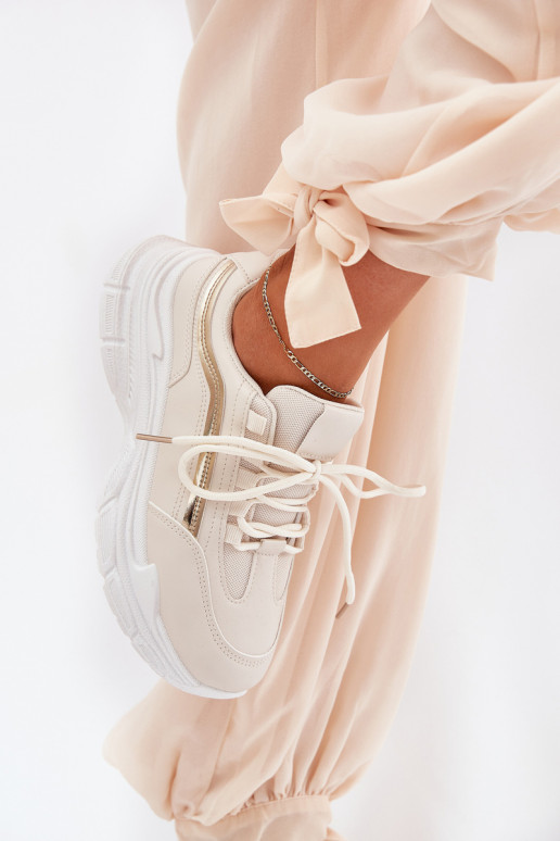 Sneakers tüüpi jalanõud spordijalatsid Pealiste omad Paksu talla peal beeži värvi Lerila