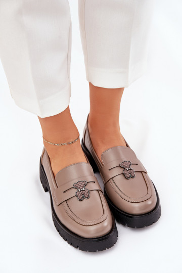 Pealhk naiste mokassiinid Z Przypinką Karu Vinceza 18109 beeži värvi