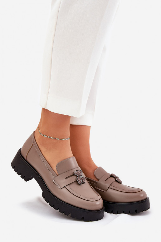 Pealhk naiste mokassiinid Z Przypinką Karu Vinceza 18109 beeži värvi