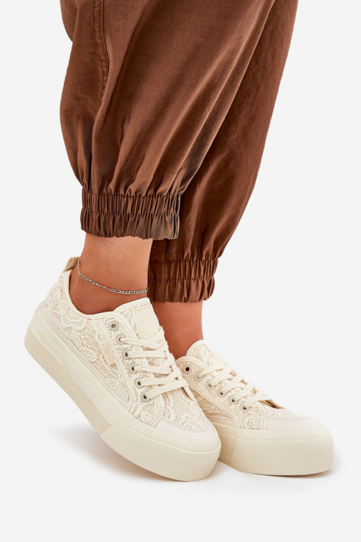 Pitsilised naiste saapad Big Star RR274746 beeži värvi Pitsilised naiste saapad Big Star RR274746 beeži värvi