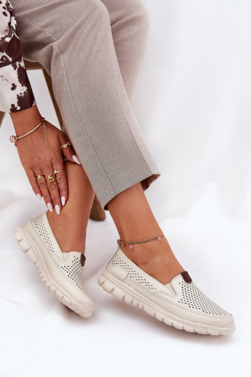 Ažuursed baleriinad Valmistatud naturaalsest nahast Vinceza 95336 beeži värvi