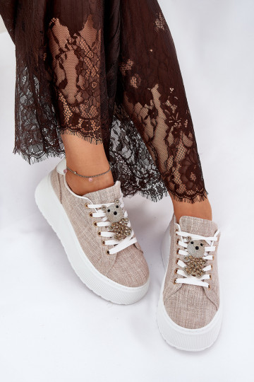 Sneakers tüüpi jalanõud platvormiga Z Przypinką Karu S.Barski BF51-014 beeži värvi