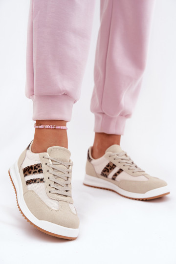 Sneakers tüüpi jalanõud Pealiste omad Z Eco Suedeu leopardimustriga beeži värvi Sellel onrinils