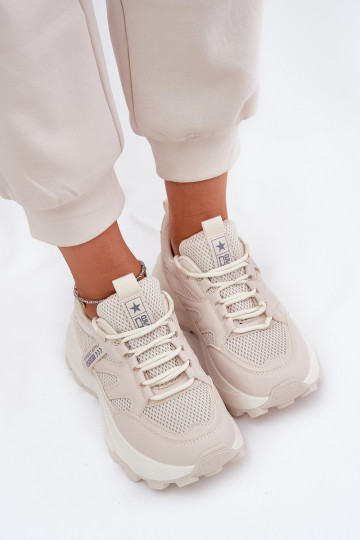 spordijalatsid Sneakers tüüpi jalanõud Pealiste omad Paksu talla peal beeži värvi Prononice