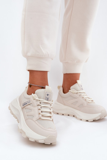 spordijalatsid Sneakers tüüpi jalanõud Pealiste omad Paksu talla peal beeži värvi Prononice 2