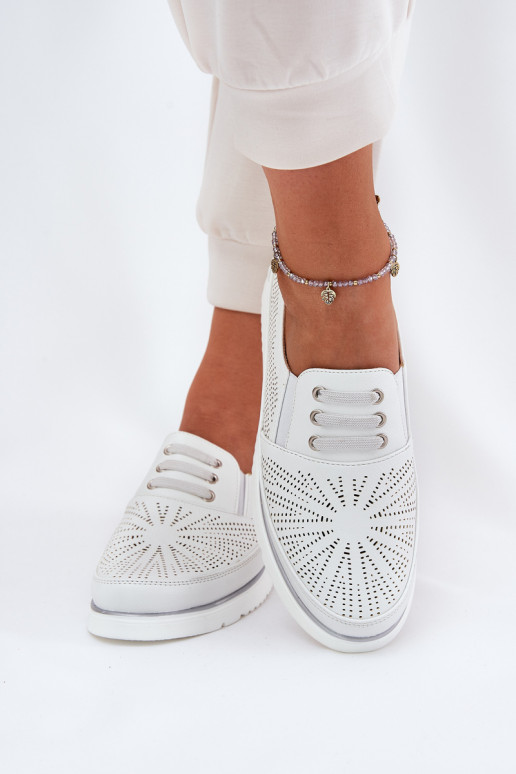 jalatsid Pealiste omad Slip-on Ažuurne valget värvi Azethia jalatsid Pealiste omad Slip-on Ažuurne valget värvi Azethia