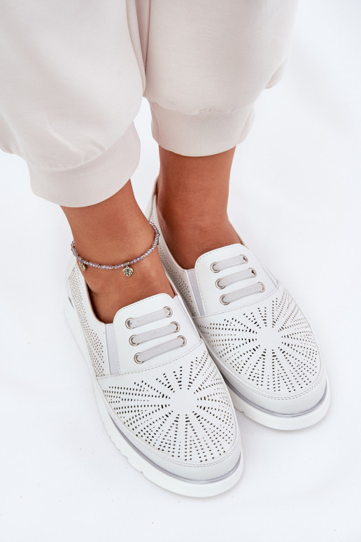 jalatsid Pealiste omad Slip-on Ažuurne valget värvi Azethia jalatsid Pealiste omad Slip-on Ažuurne valget värvi Azethia