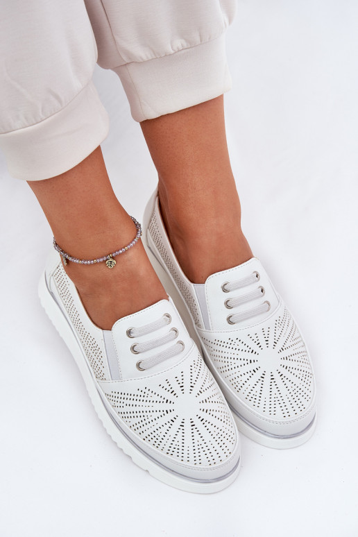 jalatsid Pealiste omad Slip-on Ažuurne valget värvi Azethia jalatsid Pealiste omad Slip-on Ažuurne valget värvi Azethia