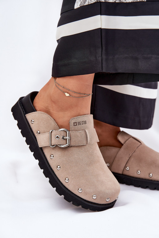 seemisnahksed sussid Puukingad Pealiste omad platvormiga Big Star RR274A376 beeži värvi seemisnahksed sussid Puukingad Pealiste omad platvormiga Big Star RR274A376 beeži värvi