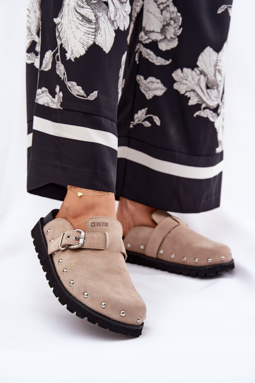 seemisnahksed sussid Puukingad Pealiste omad platvormiga Big Star RR274A376 beeži värvi seemisnahksed sussid Puukingad Pealiste omad platvormiga Big Star RR274A376 beeži värvi