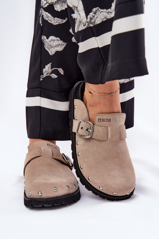 seemisnahksed sussid Puukingad Pealiste omad platvormiga Big Star RR274A376 beeži värvi seemisnahksed sussid Puukingad Pealiste omad platvormiga Big Star RR274A376 beeži värvi