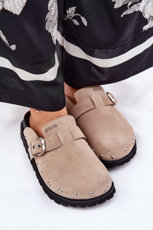 seemisnahksed sussid Puukingad Pealiste omad platvormiga Big Star RR274A376 beeži värvi seemisnahksed sussid Puukingad Pealiste omad platvormiga Big Star RR274A376 beeži värvi