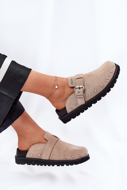 seemisnahksed sussid Puukingad Pealiste omad platvormiga Big Star RR274A376 beeži värvi seemisnahksed sussid Puukingad Pealiste omad platvormiga Big Star RR274A376 beeži värvi