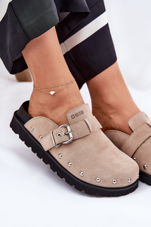 seemisnahksed sussid Puukingad Pealiste omad platvormiga Big Star RR274A376 beeži värvi seemisnahksed sussid Puukingad Pealiste omad platvormiga Big Star RR274A376 beeži värvi