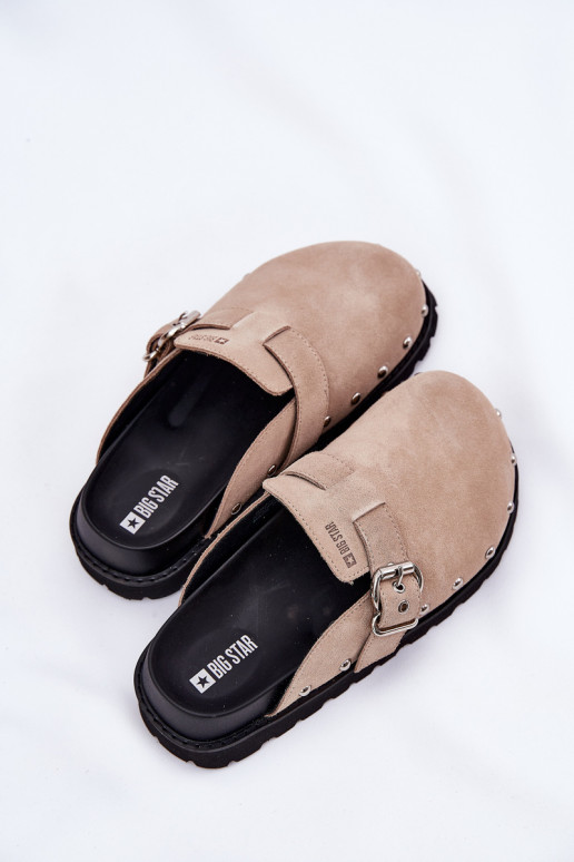 seemisnahksed sussid Puukingad Pealiste omad platvormiga Big Star RR274A376 beeži värvi seemisnahksed sussid Puukingad Pealiste omad platvormiga Big Star RR274A376 beeži värvi