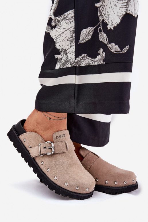 seemisnahksed sussid Puukingad Pealiste omad platvormiga Big Star RR274A376 beeži värvi seemisnahksed sussid Puukingad Pealiste omad platvormiga Big Star RR274A376 beeži värvi