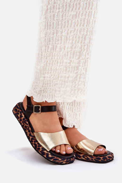 sandaalid Pealhk Pealiste omad platvormiga ja mustriga S.Barski JC51-347 Kuldset värvi sandaalid Pealhk Pealiste omad platvormiga ja mustriga S.Barski JC51-347 Kuldset värvi