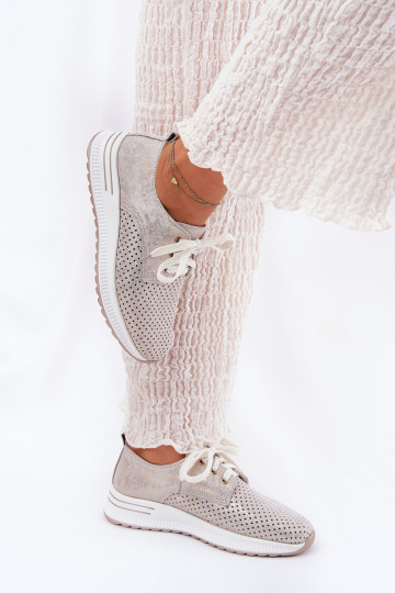 Pealhk Valgus jalatsid Pealiste omad platvormiga Artiker 56C2113 beeži värvi-Kuldset värvi